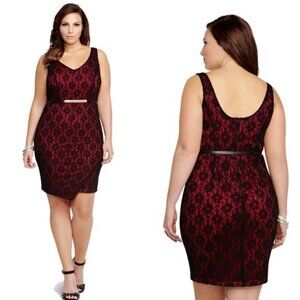 Torrid Women's Black Lace Red Lining Overlay Dress ~ NWT  20 ~ Valentine No Belt
